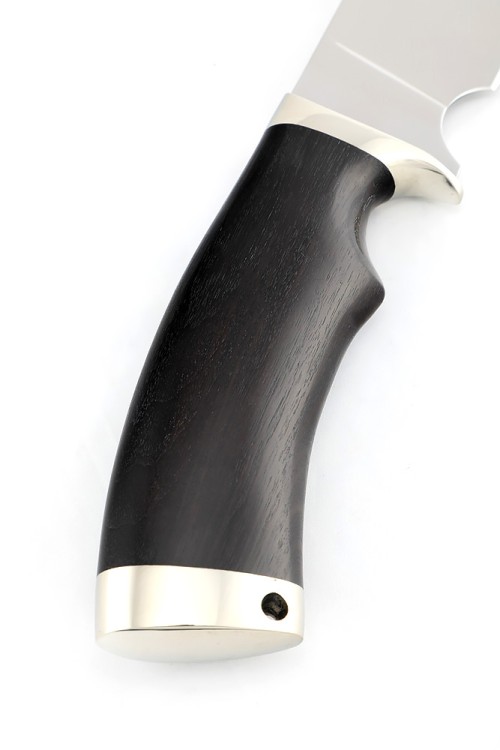 Нож Шкурник сталь кованая 95Х18 рукоять мельхиор черный граб 