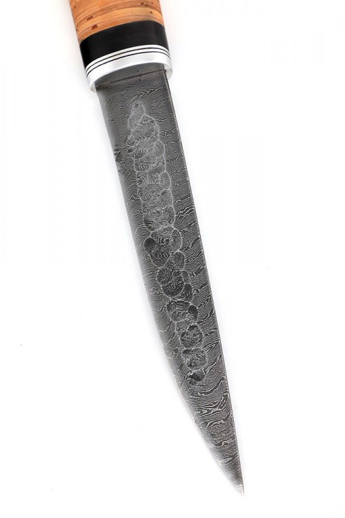 Нож Северный №3 дамаск кованый дол рукоять береста   