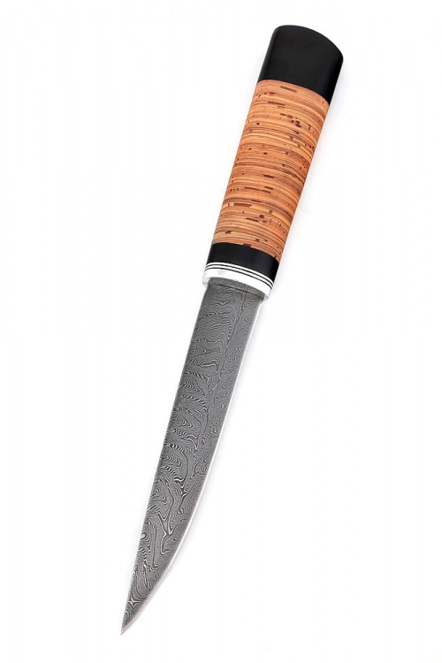 Нож Северный №3 дамаск кованый дол рукоять береста   