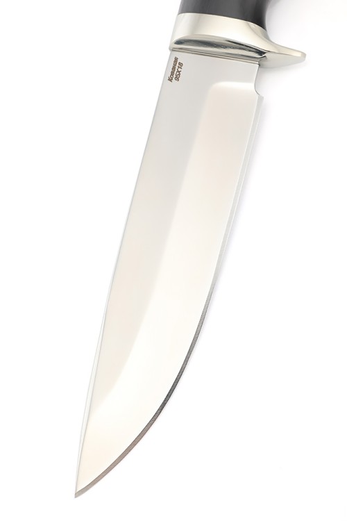 Нож Волк сталь кованая 95Х18 рукоять мельхиор черный граб 