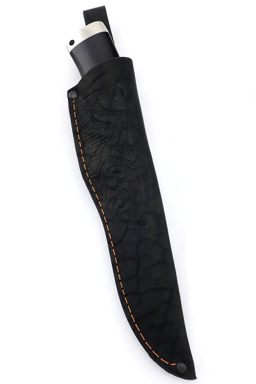 Нож Волк сталь кованая 95Х18 рукоять мельхиор черный граб 