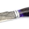 Нож Хищник 9ХС ламинированная дамаск с никелем, фигурные долы, рукоять шишка в акриле сиреневая 