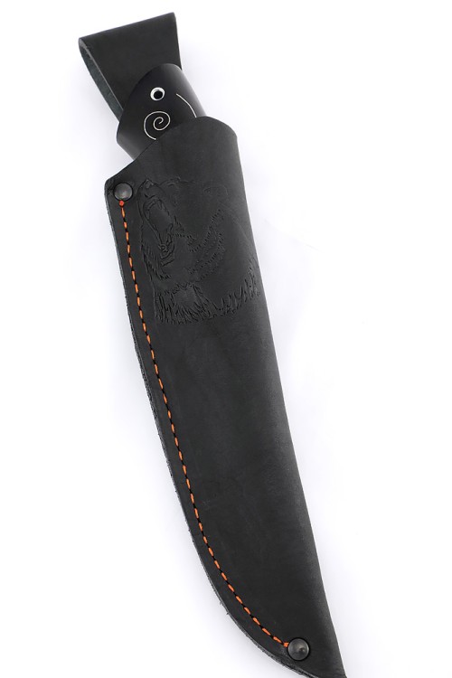 Нож Секач сталь кованая Х12МФ рукоять мельхиор, черный граб с инкрустацией 