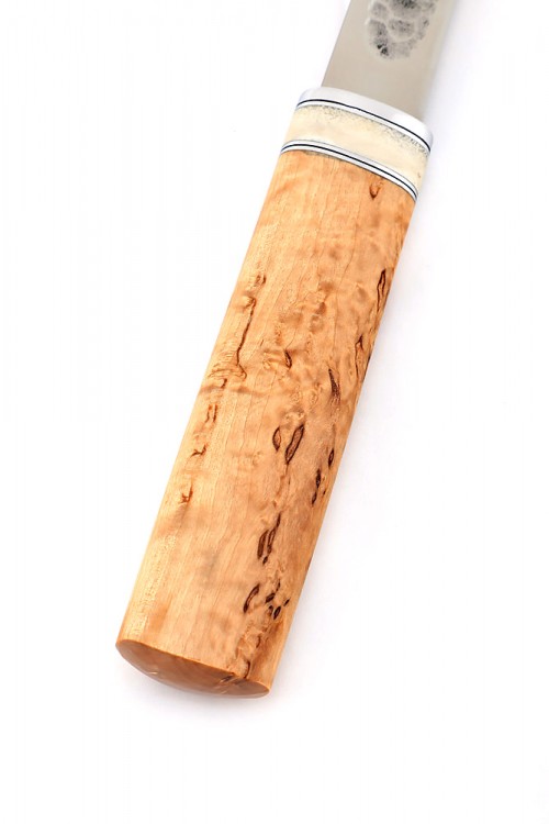 Нож Северный №3 сталь Х12МФ кованый дол рукоять карельская береза вставка кость 