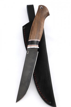Нож Разделочный сталь булат рукоять вставка черный граб Сапеле