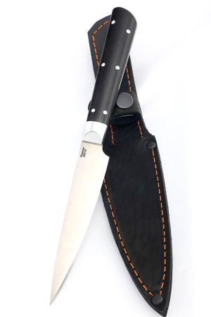 Нож Шеф-повар овощной кованая сталь 95х18 рукоять черный граб цельнометаллический