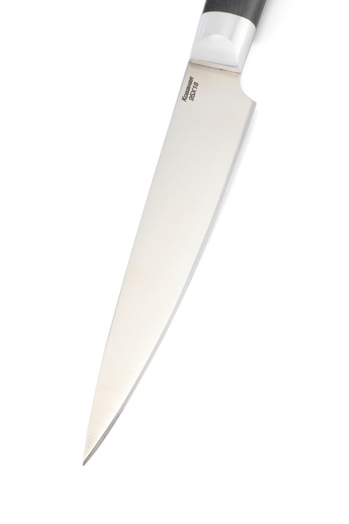 Нож Шеф-повар овощной кованая сталь 95х18 рукоять черный граб цельнометаллический 