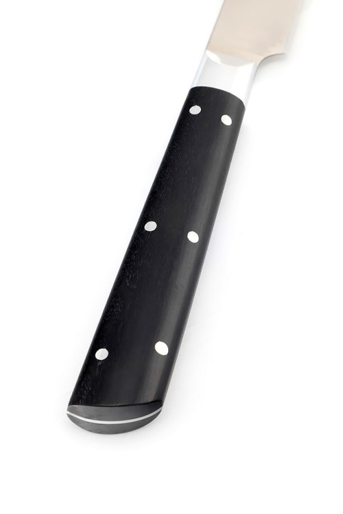 Нож Шеф-повар овощной кованая сталь 95х18 рукоять черный граб цельнометаллический 