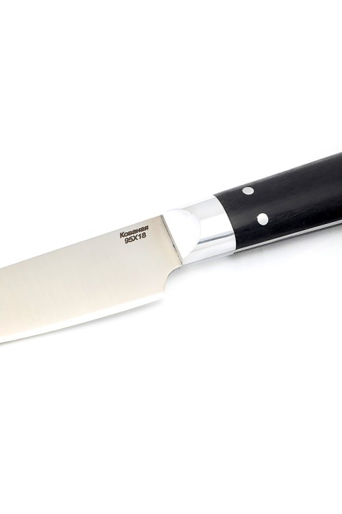 Нож Шеф-повар овощной кованая сталь 95х18 рукоять черный граб цельнометаллический 