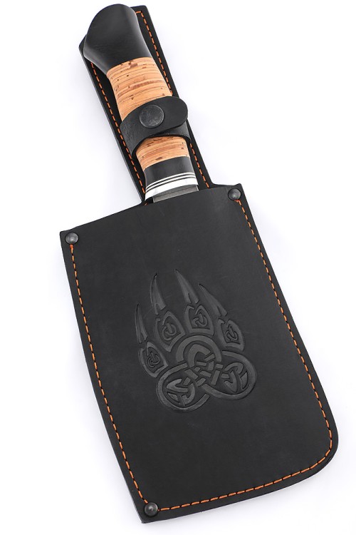 Кухонный Топорик сталь дамаск рукоять береста 