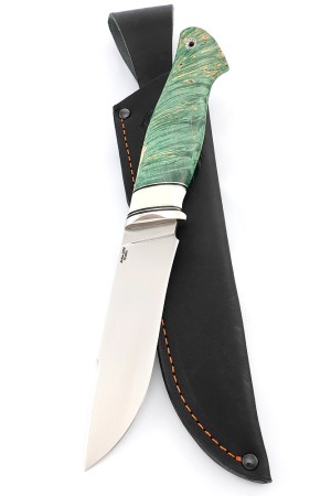 Нож Барс сталь S390 рукоять низельбер, вставка элфарин, кап клена зеленый