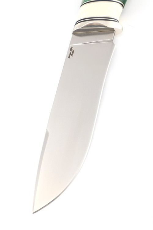 Нож Барс сталь S390 рукоять низельбер, вставка элфарин, кап клена зеленый 