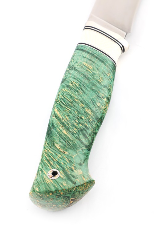 Нож Барс сталь S390 рукоять низельбер, вставка элфарин, кап клена зеленый 