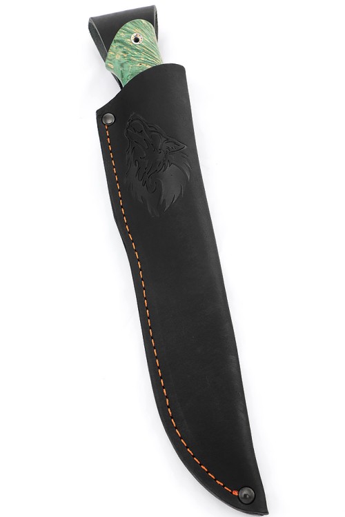 Нож Барс сталь S390 рукоять низельбер, вставка элфарин, кап клена зеленый 