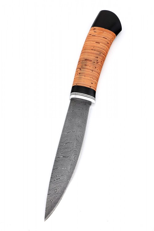 Нож Северный №5 дамаск кованый дол рукоять береста   