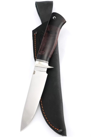 Нож Беркут сталь кованая 95Х18 рукоять мельхиор, карельская береза коричневая