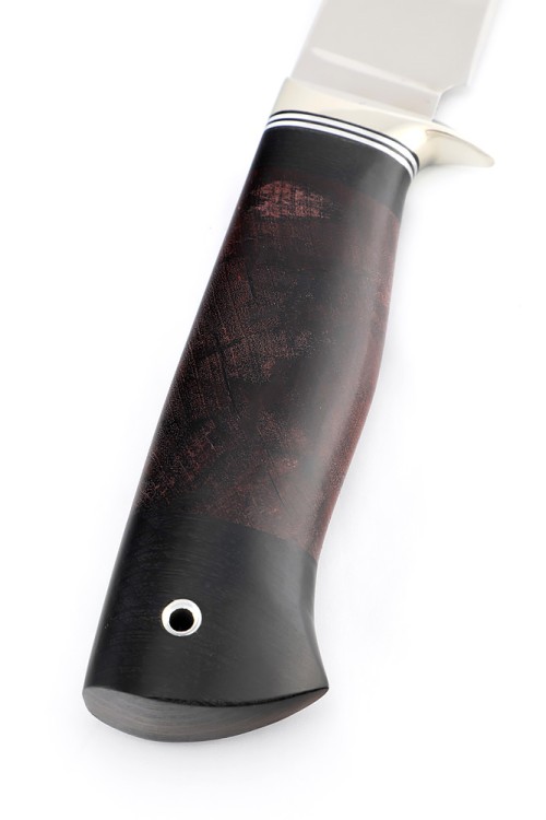 Нож Беркут сталь кованая 95Х18 рукоять мельхиор, карельская береза коричневая 