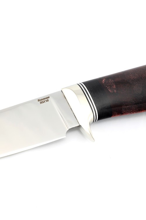 Нож Беркут сталь кованая 95Х18 рукоять мельхиор, карельская береза коричневая 