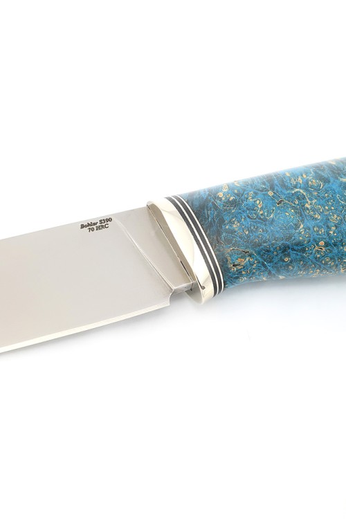 Нож Берсерк S390 рукоять низельбер, кап клена синий 