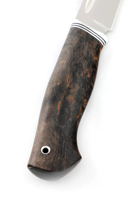 Нож Пеленгас сталь N690 рукоять стабилизированная карельская береза коричневая 