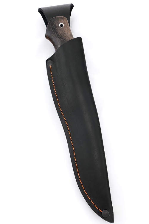 Нож Пеленгас сталь N690 рукоять стабилизированная карельская береза коричневая 