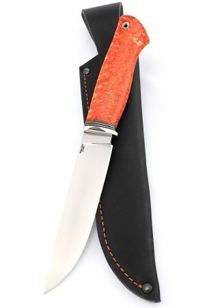Нож Буран сталь S390 рукоять низельбер, кап клена оранжевый