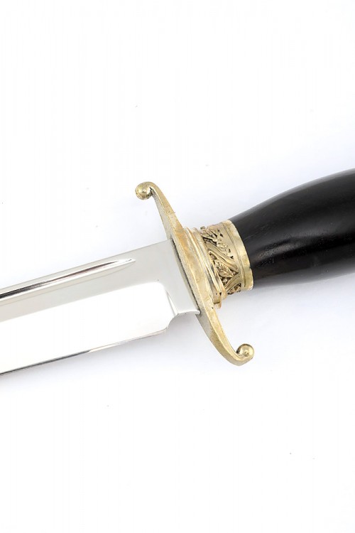 Нож финка НКВД сталь х12МФ рукоять наборная черный граб литье деревянные ножны 