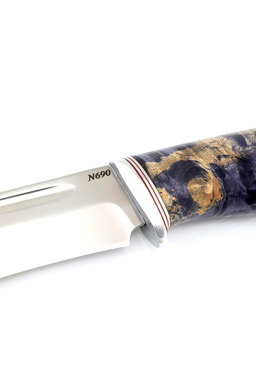 Нож Лось сталь N690 рукоять кап клена фиолетовый 