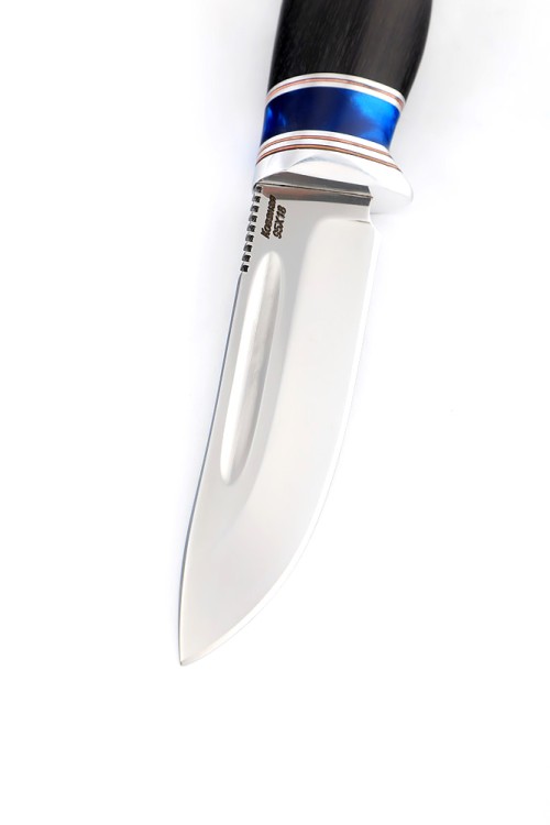 Нож Малыш сталь кованая 95х18 рукоять вставка акрил синий, черный граб 