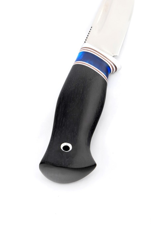 Нож Малыш сталь кованая 95х18 рукоять вставка акрил синий, черный граб 