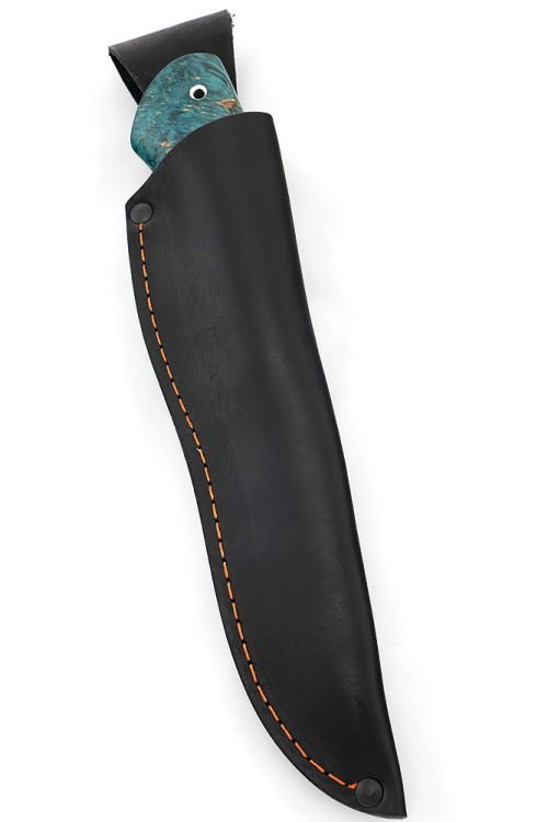 Нож Охотничий сталь К340-долы, рукоять кап клена синий 