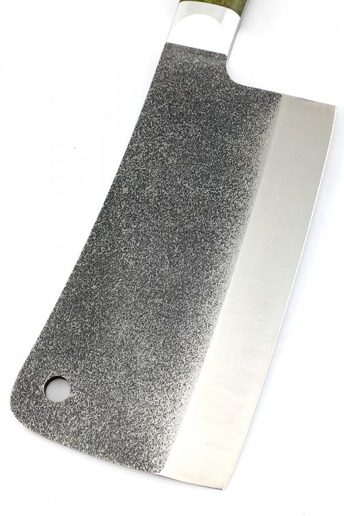 Кухонный Топорик сталь 95x18 рукоять дюраль стабилизированная карельская береза зеленая цельнометаллический 