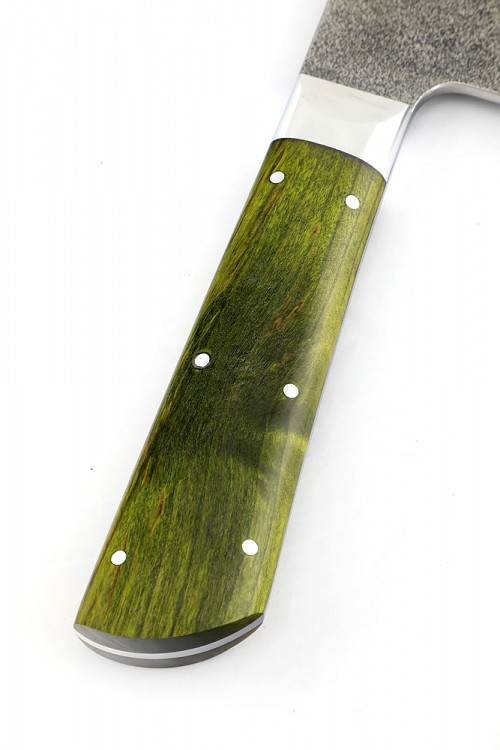 Кухонный Топорик сталь 95x18 рукоять дюраль стабилизированная карельская береза зеленая цельнометаллический 