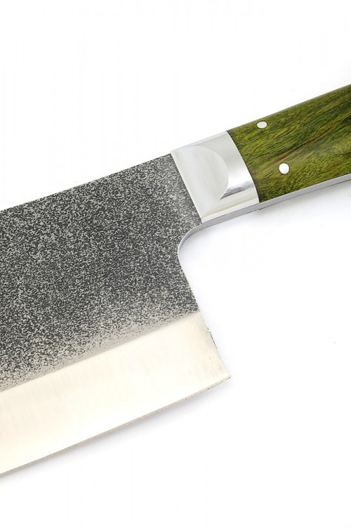 Кухонный Топорик сталь 95x18 рукоять дюраль стабилизированная карельская береза зеленая цельнометаллический 