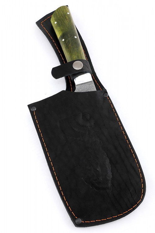 Кухонный Топорик сталь 95x18 рукоять дюраль стабилизированная карельская береза зеленая цельнометаллический 