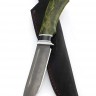 Нож Охотничий сталь булат рукоять вставка черный граб карельская береза зеленая 