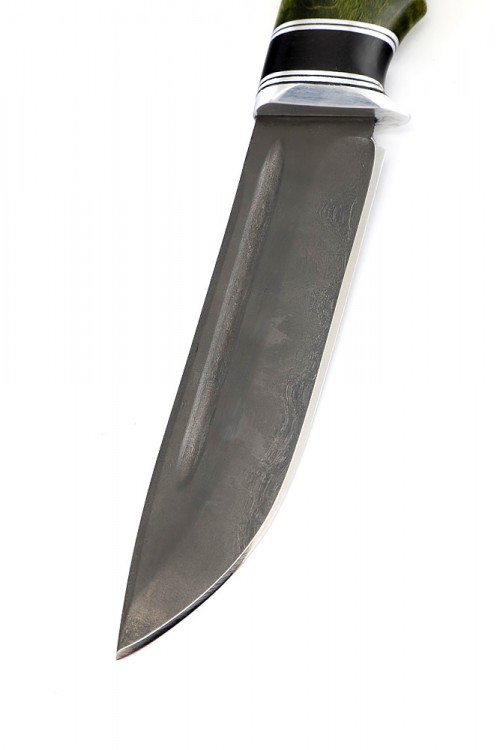 Нож Охотничий сталь булат рукоять вставка черный граб карельская береза зеленая 