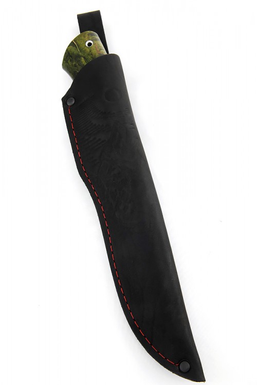 Нож Охотничий сталь булат рукоять вставка черный граб карельская береза зеленая 