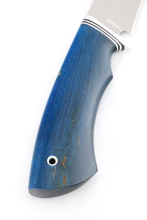Нож Гепард сталь кованая Х12МФ рукоять карельская береза синяя  Нож Гепард сталь кованая Х12МФ рукоять карельская береза синяя