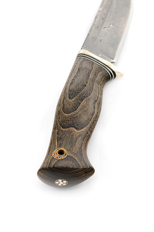 Нож Малыш сталь нержавеющий дамаск рукоять ясень стабилизированный ФОРМОВАНЫЕ НОЖНЫ 