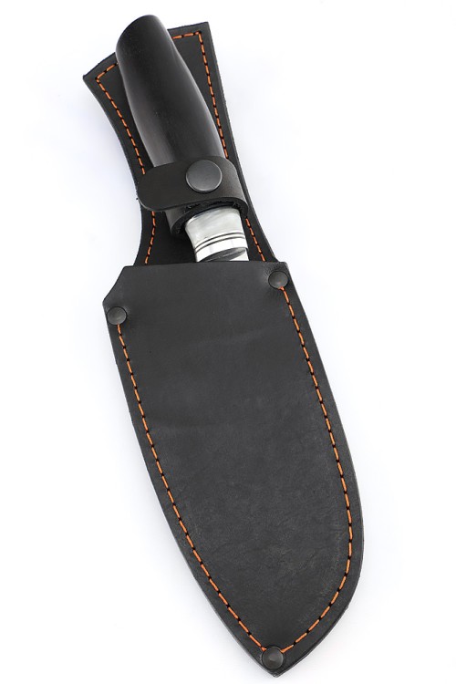 Кухонный нож Сантоку средний (широкий) кованая сталь Х12МФ рукоять вставка акрил белый черный граб 