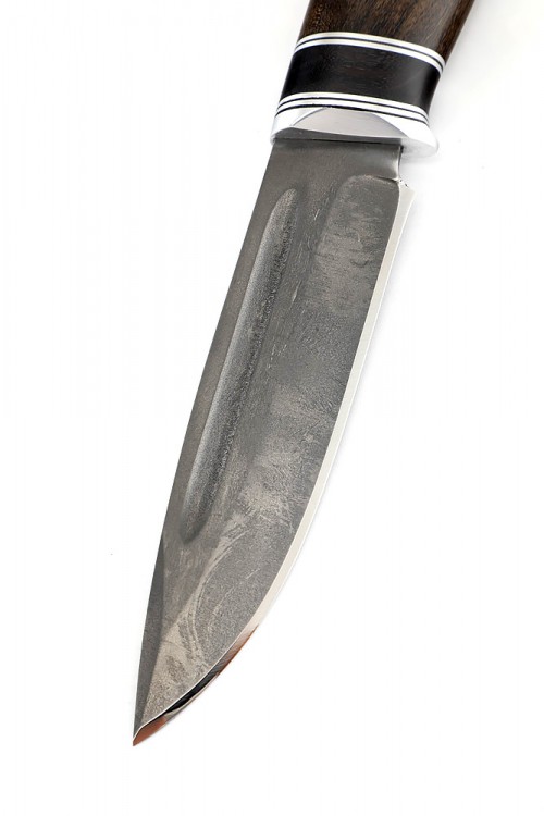 Нож Пеленгас сталь булат рукоять вставка черный граб карельская береза коричневая 