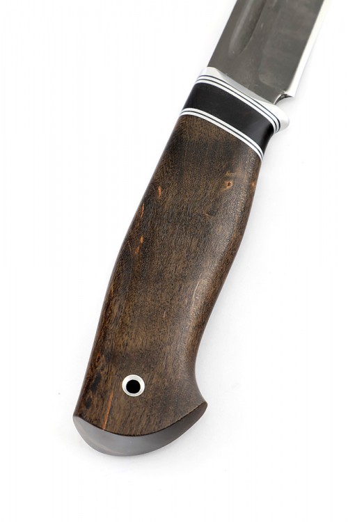 Нож Пеленгас сталь булат рукоять вставка черный граб карельская береза коричневая 
