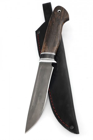 Нож Лось сталь булат рукоять вставка черный граб карельская береза коричневая