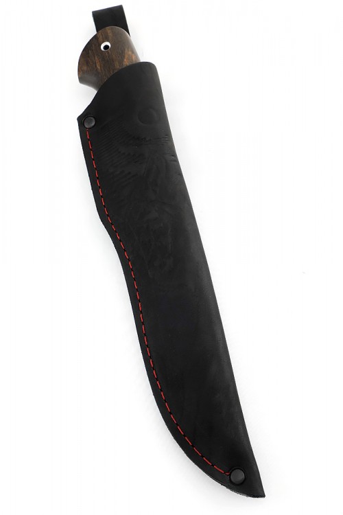 Нож Лось сталь булат рукоять вставка черный граб карельская береза коричневая 