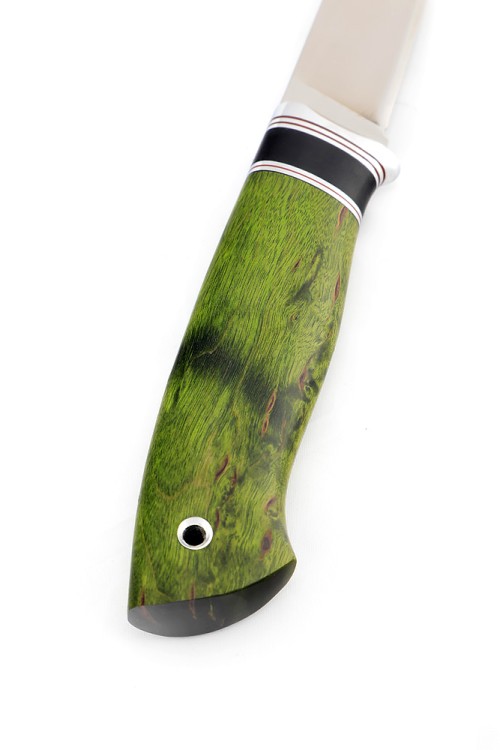 Нож Гарпун сталь Elmax рукоять вставка черный граб, карельская береза зеленая 