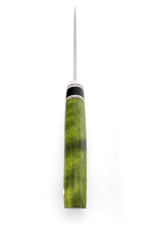 Нож Гарпун сталь Elmax рукоять вставка черный граб, карельская береза зеленая 