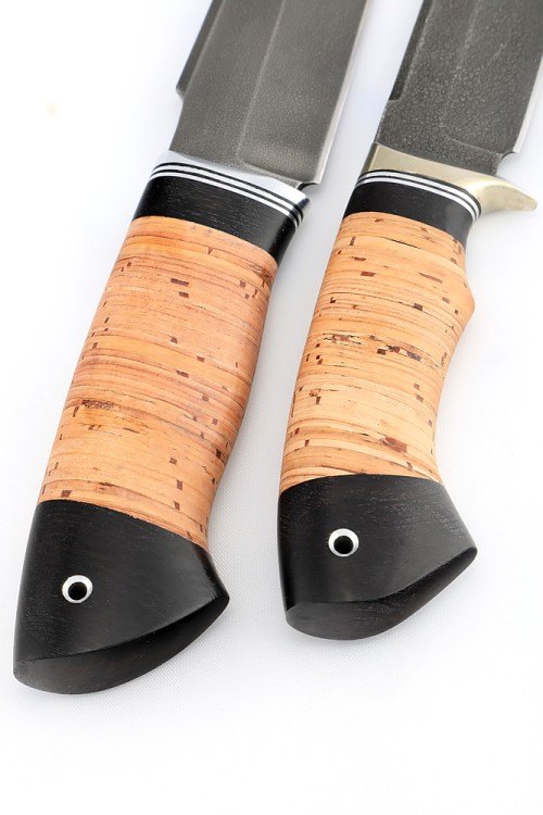 Набор (спарка) из 2-х ножей сталь ХВ5 рукоять береста, ФОРМОВАННЫЕ НОЖНЫ 