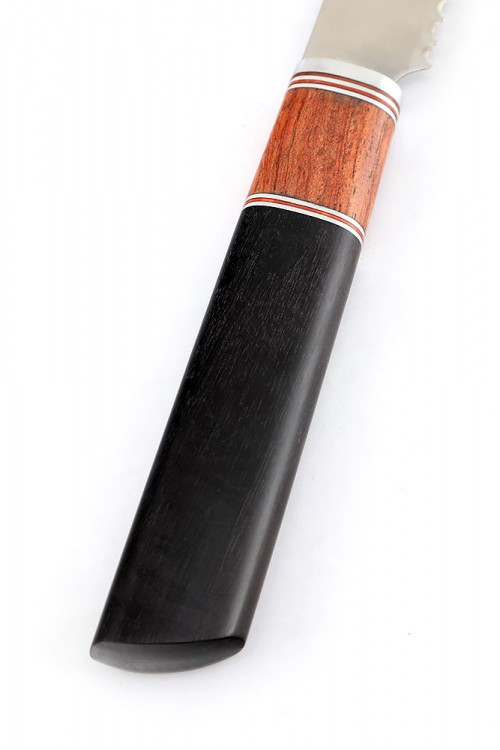 Нож Хлебный кованая сталь 95x18 рукоять бубинга, фибра, черный граб  