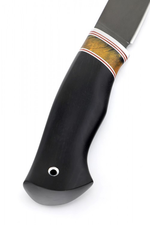 Нож Феникс булат чернай граб вставка стабилизированная карельская береза желтая  Нож Феникс булат чернай граб вставка стабилизированная карельская береза желтая